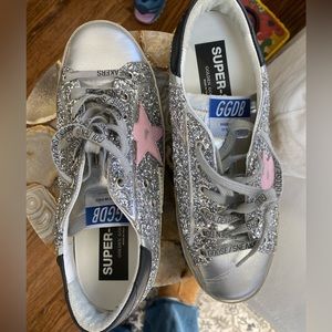 Superstar Sneaker in Silver, Baby Pink, & Black size 39 (8.5)